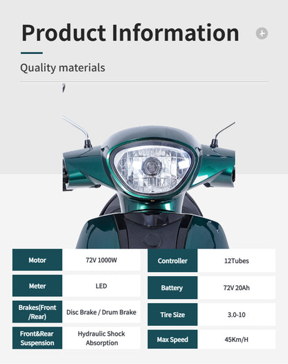 Skuter elektrik me dy rrota EF06 1000w me motor elektrik të shpejtë