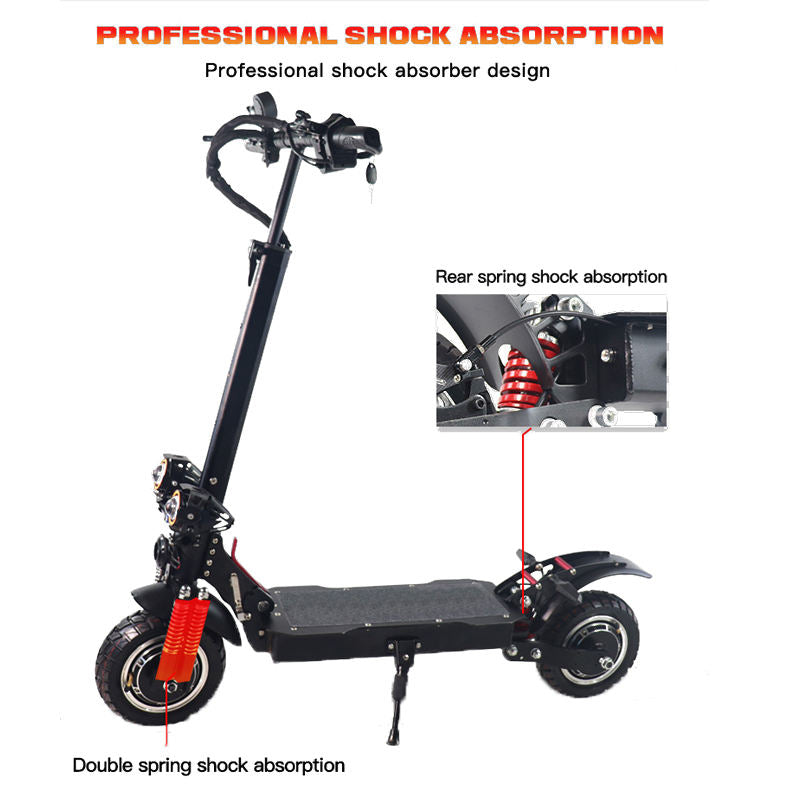 Skuter E me dy motorë për të rritur 48v 1200w Skuter elektrik 10 inç
