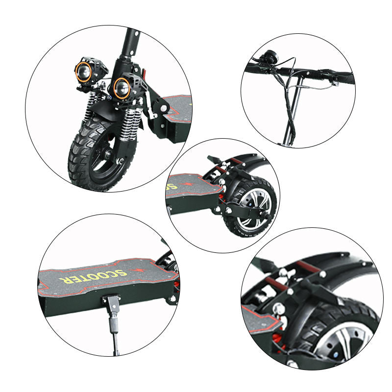 Skuter E me dy motorë për të rritur 48v 1200w Skuter elektrik 10 inç